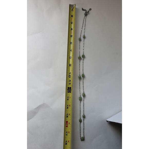 Charming Charlies Silver Toned Chain with Mint Green Stones Necklace - Picture 2 of 7